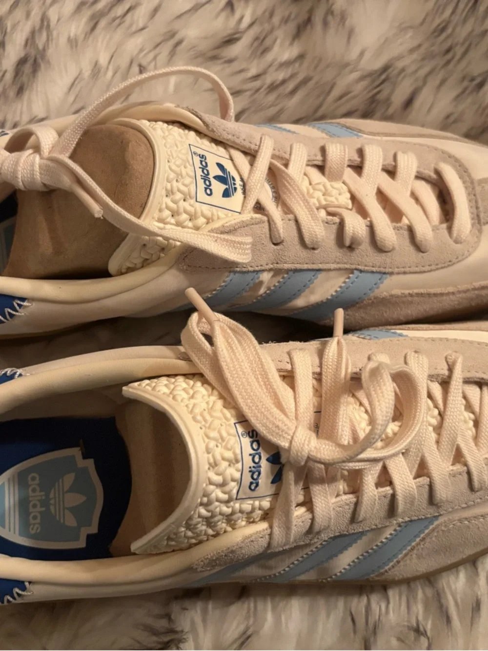 adidas Gazelle Cream Blue Gum Athletic Shoes - Picture 2 of 5